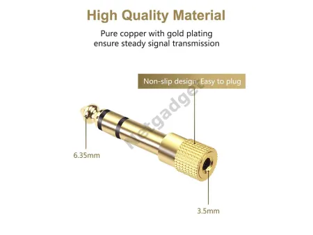 Fiche adaptateur plaqué or 6.35 à 3.5mm