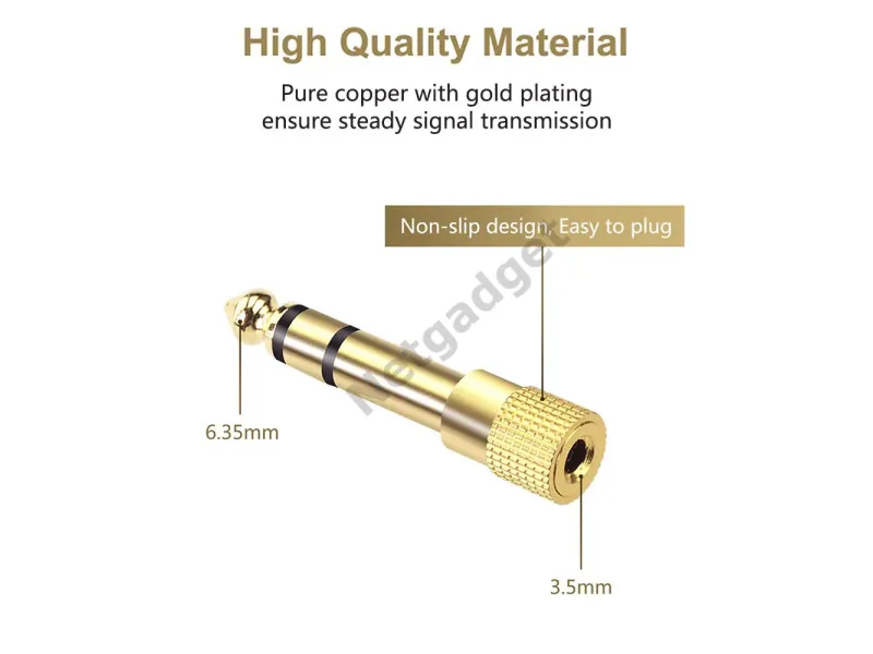 Fiche adaptateur plaqué or 6.35 à 3.5mm