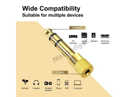 Fiche adaptateur plaqué or 6.35 à 3.5mm